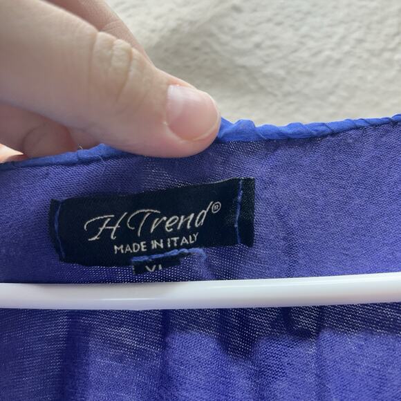 H Trend Made In Italy Purple Silk Floaty Top Sequins Y2K Cowl Neck Lagenlook - Picture 6 of 8